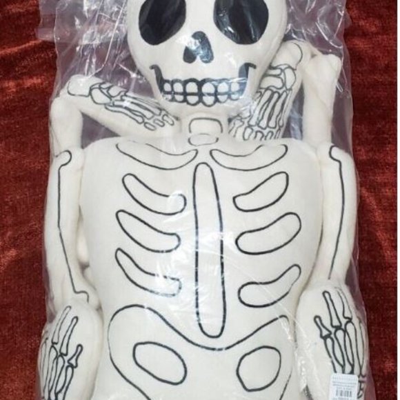 POTTERY BARN MR. BONES Skeleton Shaped Pillow Halloween NEW! Spooky! - Picture 1 of 2